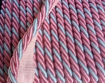 Cordon Passepoil Rose Et Blanc 2,63m – 8mm De Large – Couture Mercerie