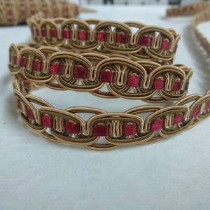 Red Gold Slim Braid Fringe Trims Braid Trimming Upholstery 1.5cm gimp fringe braid upholstery trim braid fringe gimp upholster braided