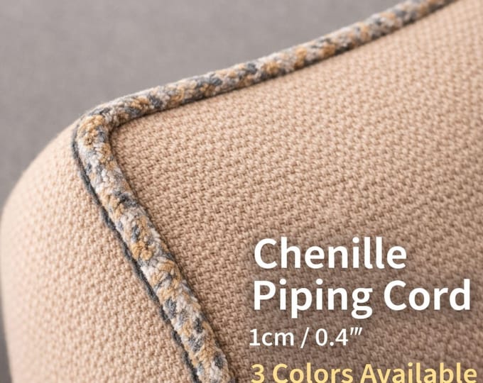 Chenille Piping Cord 1cm (0.4") Upholstery Trim – Decorative Cord for Cushions, Curtains & Furniture Edging | 3 Color Options –Sold by Meter