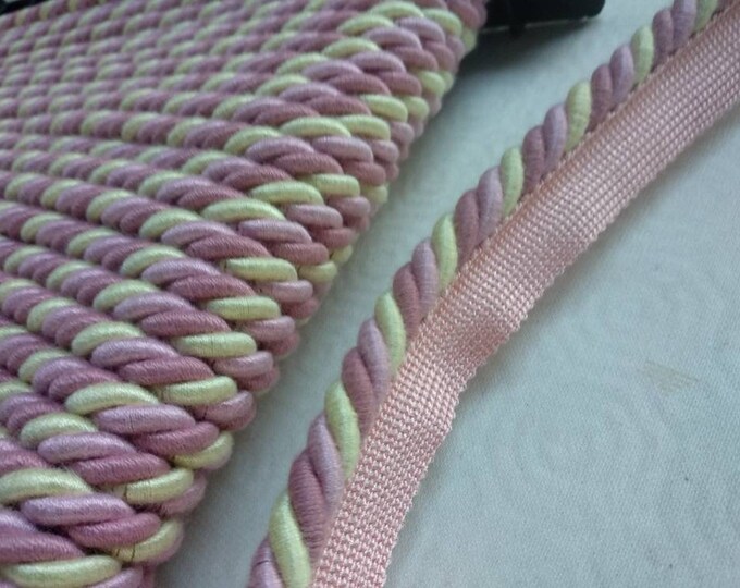 8mm-0.35" Cord Purple Pink Yellow Cotton Flanged Piping Cord | Upholstery Cord Sold by the meter (39"/1.09yards)