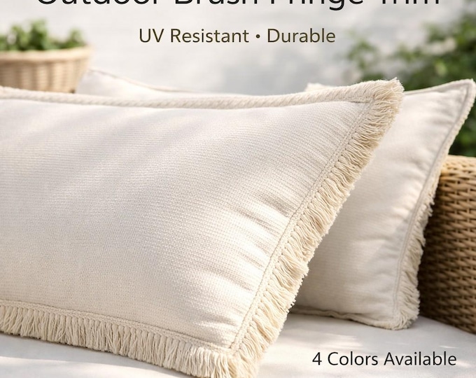 Outdoor Brush Fringe Trim 3cm (1.18”) | UV Resistant Upholstery Fringe for Outdoor Cushions & Patio Furniture | Durable Trim by the Meter