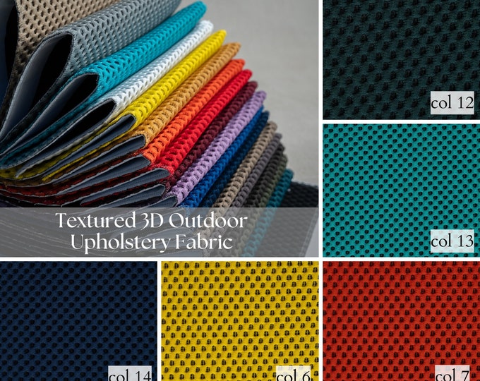 3D Textured Outdoor Modern Upholstery Fabric | 140cm-55" Width | 18 Vibrant Color Options | Sold by the Meter