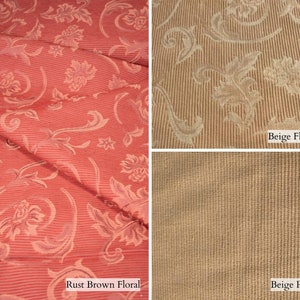 Beige and Rust Brown Chenille| 280cm-110&quot; Width Plain & Floral Corduroy Chenille Upholstery Fabric | Sold by the meter