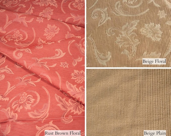 Beige and Rust Brown Chenille| 280cm-110" Width Plain & Floral Corduroy Chenille Upholstery Fabric | Sold by the meter