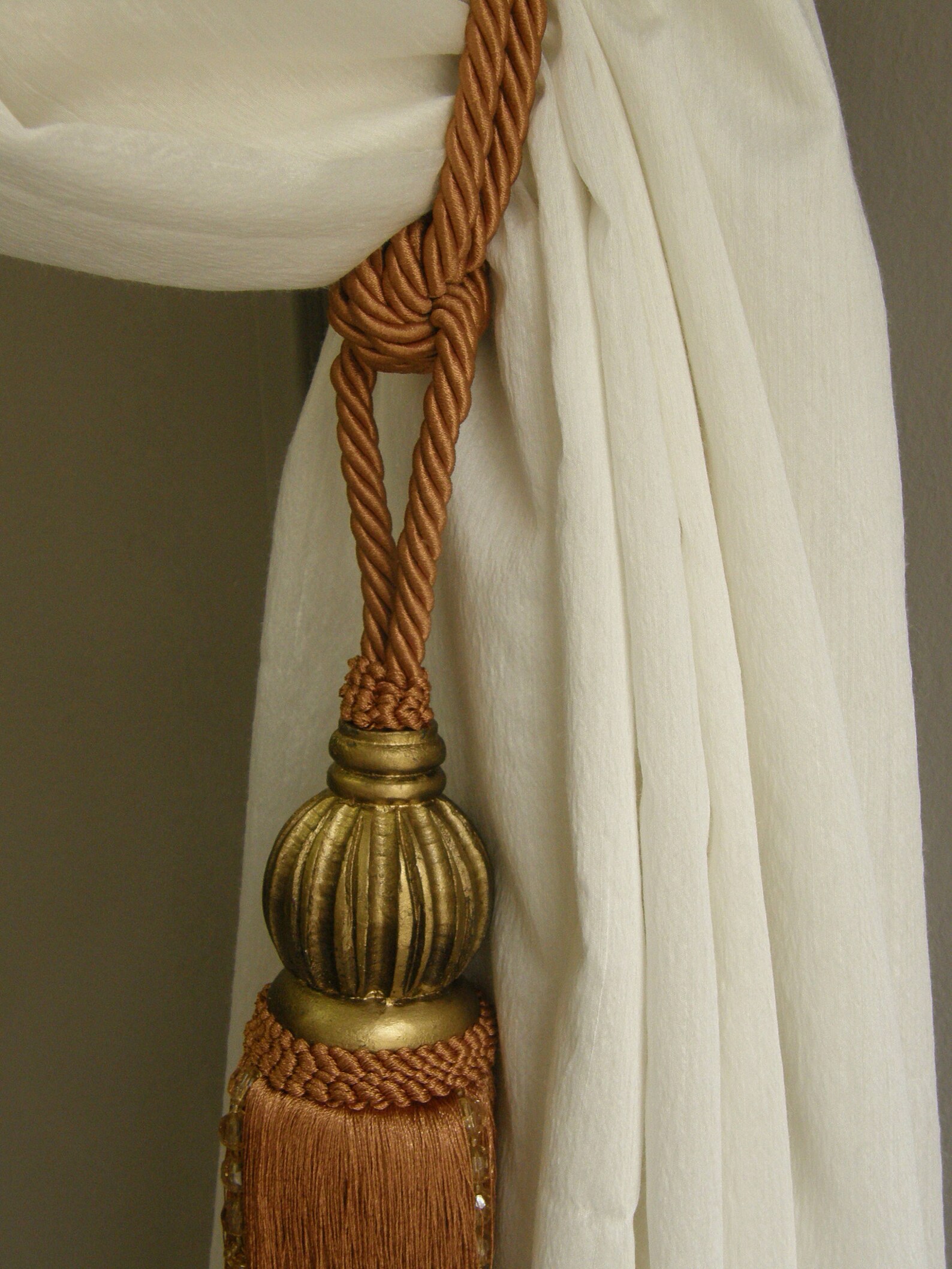 Rusty Copper Gold Wood Knot Tassel Curtains Tieback and - Etsy