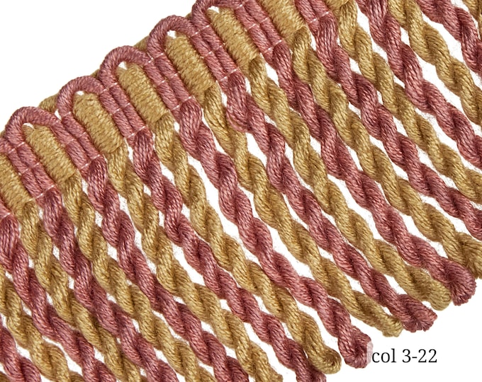 7cm (2.75")  or 11cm (4.33") Relax Bullion Fringe Trim | Rust Pink Gold Bullion Fringe Trim | Sold by the meter