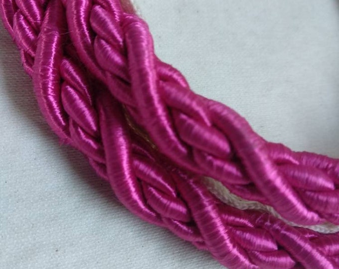 10mm-0.39" Rayon Flanged Piping Cord | Fuchsia Upholstery Trim by the meter (39"/1.09yards)