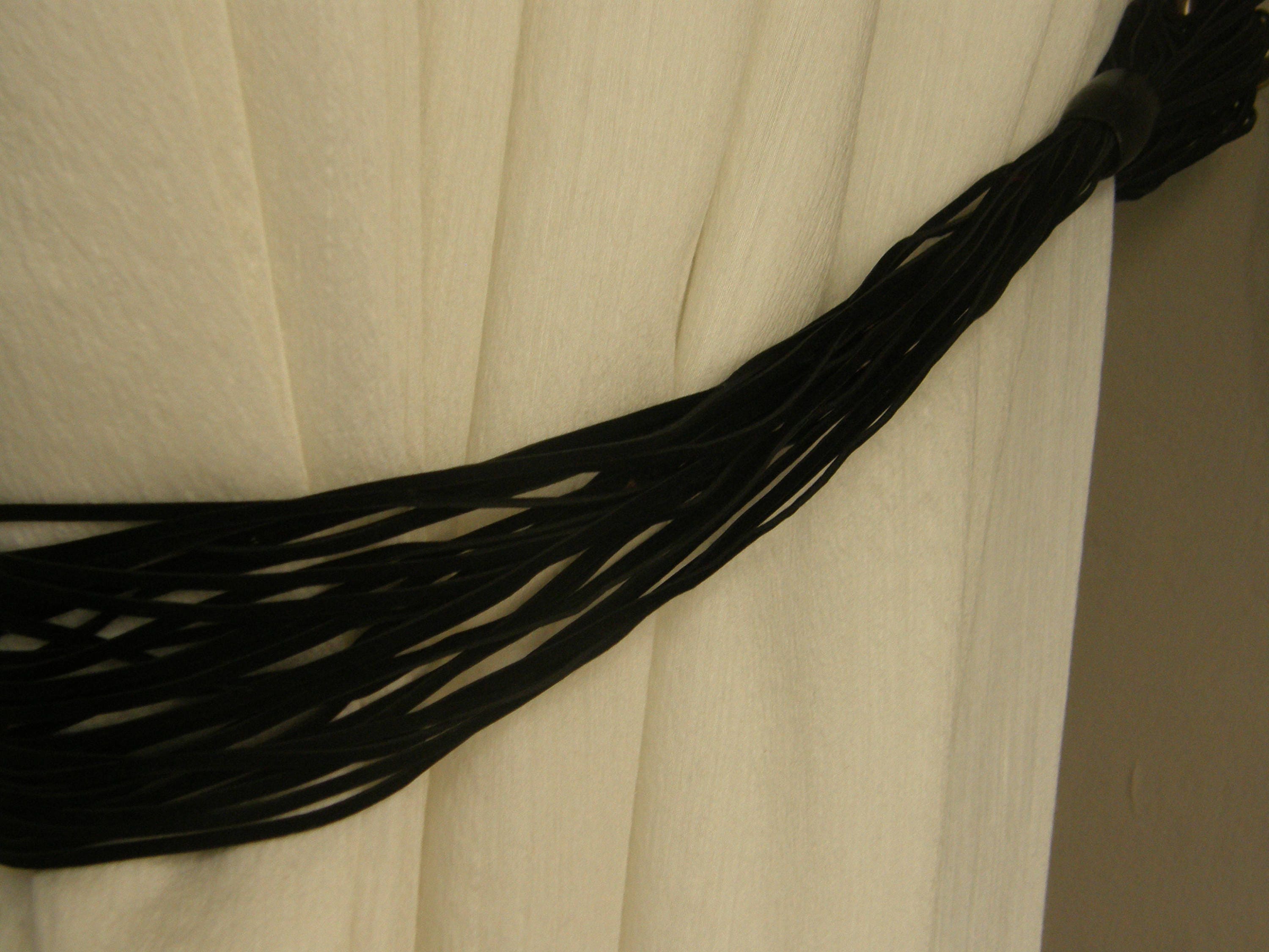 Black Faux Leather Curtains Tie backs Hold backs1 meter Etsy