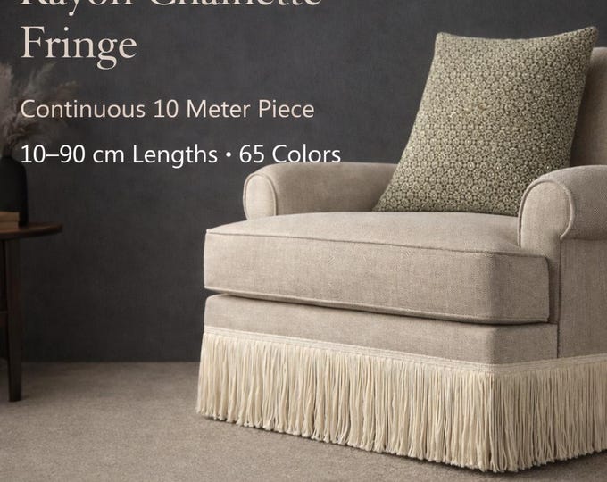 Chainette Fringe Trim – 10 Meters Continuous Piece – Extra Long Relax Fringe – 10cm to 90cm Length – Upholstery, Curtains & Decor 65  colors