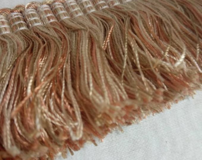 Beige Gold Light Beige Rayon Brush Fringe Trimming | 5cm-1.96" Height Upholstery Cushions Trim, Decorative Pillows Trim | Sold by meter