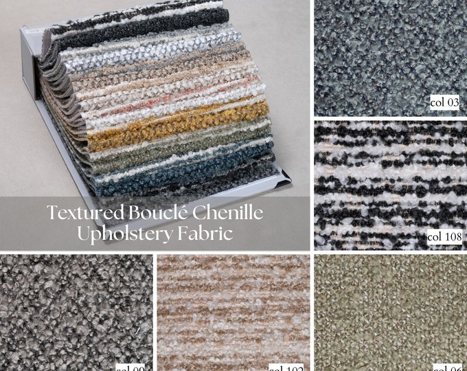 Textured Bouclé Chenille Upholstery Fabric |138cm-54" Width| Modern Upholstery Fabric for Cushions,Drapery,Sofas|Sold by the meter