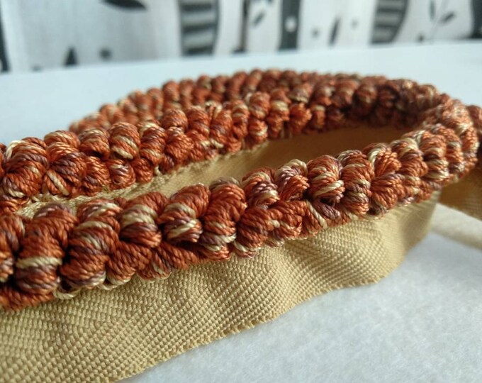 Orange Gold Brush Piping Cord with Lip|10mm - 0.39 inches width Piping Cord with Lip | Sold by the meter (39"-1.09yards)