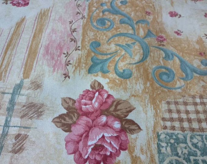 Floral Cotton Patchwork Curtains & Light Upholstery Fabric| 280cm-116 inches Colorful Vintage Upholstery and curtains Fabrics Sold By Meter
