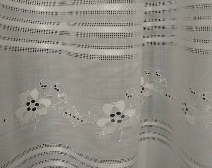 Embroidered ivory flowers design curtains fabric|Double Height 300cm/118inches