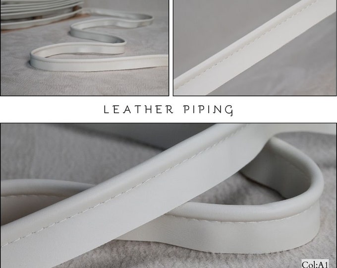 Faux Leather Off White Piping cord|5.5mm-0.22" Flanged Piping|Upholstery Gimp Trim