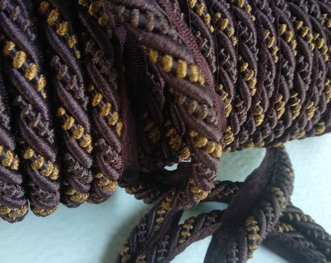 10mm-0.39"FAB Rayon Flanged Piping Cord | Brown Gold Upholstery Piping Cords with Tape by the meter (39"/1.09yards)