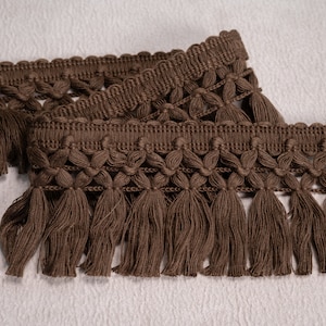 Brown Braid Tassel Fringe Trim| 8cm-3.15&quot; Wide Lace Ribbon Trim | Curtains, dress, costumes, accesorries trim by the meter