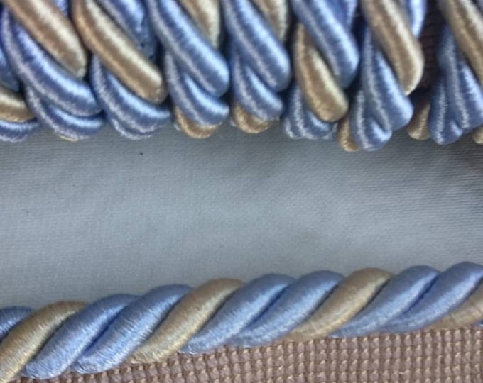8mm-0.35" Rayon Flanged Piping Cord | Blue Yellow Gold Twisted Upholstery Piping Cord by the meter