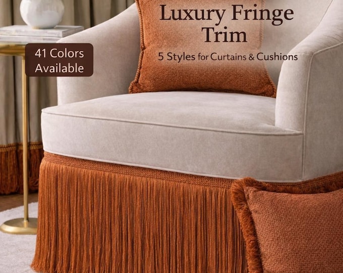 Luxury Fringe Trim for Curtains & Cushions | Upholstery Decorative Trim | Bullion, Tassel, Brush, Chainette | 41 Colors by Meter