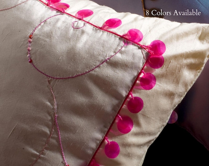 Sequin Disc Trim, 3.5cm (1.38”) Braid Fringe Trim, Colorful Upholstery Trim, Curtain & Pillow Trim, Sewing Trim, 8 Colors