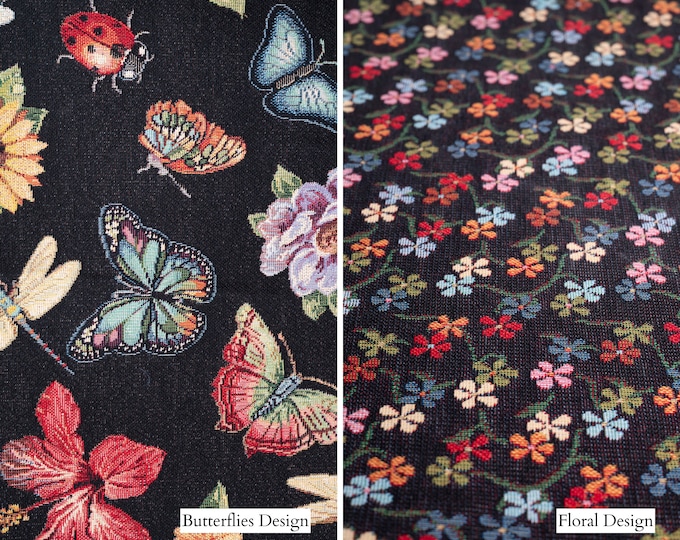 Floral Multicolor Cotton Upholstery Fabric |280cm-110" Width Vintage Floral Upholstery Fabric | Sold by meter
