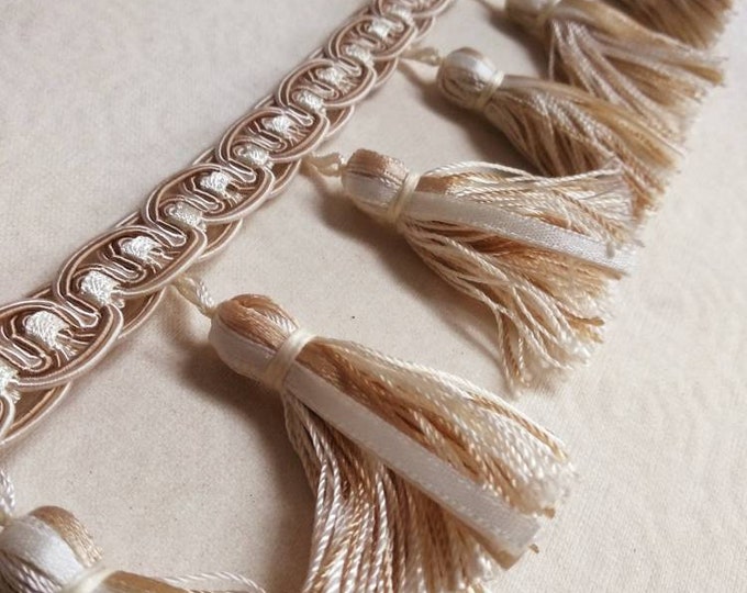 Ivory Beige Tassel Fringe Trim |7 cm - 2.76 inches height|tassel trimmings curtain fringe trim