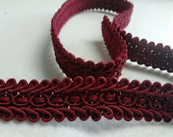 Paquet économique de 50 mètres de garniture en tresse de vin rouge | 1,8 cm-0,71 pouce Coussins Gimp Braid Garniture de rideaux en dentelle ruban de bricolage