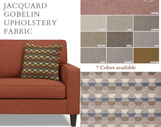 Geometric Jacquard Gobelin Upholstery Fabric | 140cm - 55 inches width Ethnic Boho Upholstery Fabric | Sold by the meter