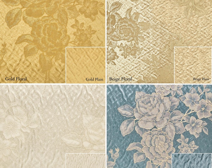 4 Colors Classic Satin Jacquard Light Upholstery & Curtain Fabric |Double Width 280cm -110" Cushions, Bed Throws Decorative Fabric