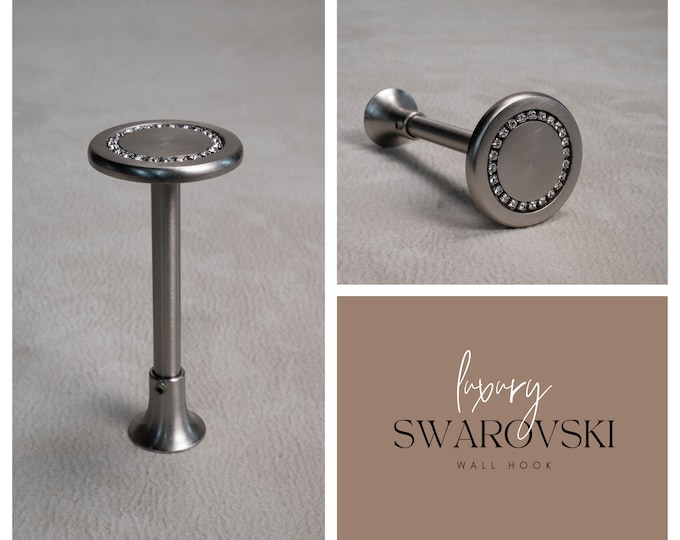 Inox Mat Swarovski Round Design Curtains Tieback Wall Hooks| 15cm-5.9" Height Luxury Holdbacks Wall Decoration Metallic Hooks