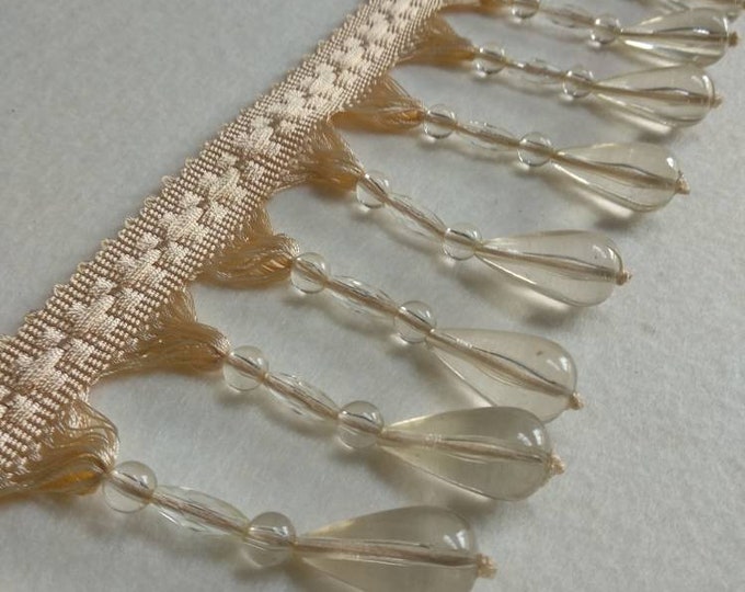 Light Beige beaded bullion fringe trimmings/10 cm -3.94 inches  height beaded decor trim