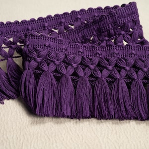 Purple Braid Tassel Fringe Trim| 8cm-3.15&quot; Wide Lace Ribbon Trim | Curtains, dress, costumes, accesorries trim by the meter.