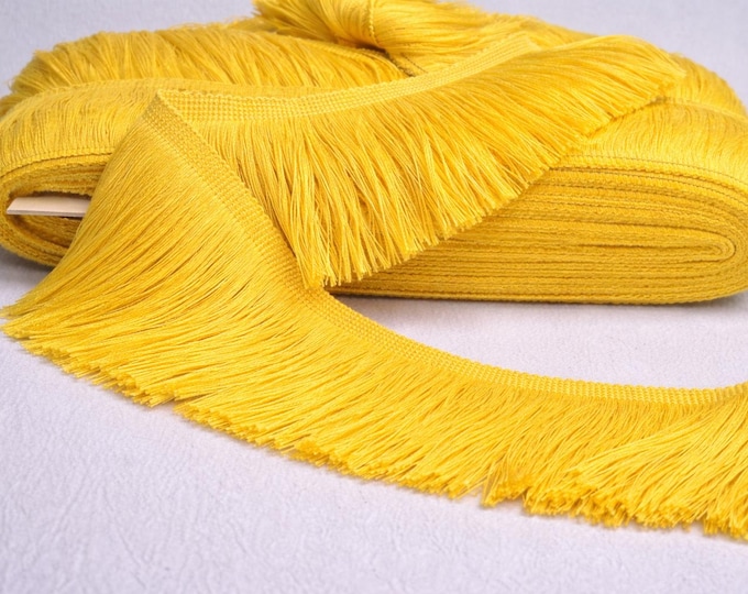 Yellow Chainnette Trimming | 10 cm - 3.94 inches long chainette fringe trim.