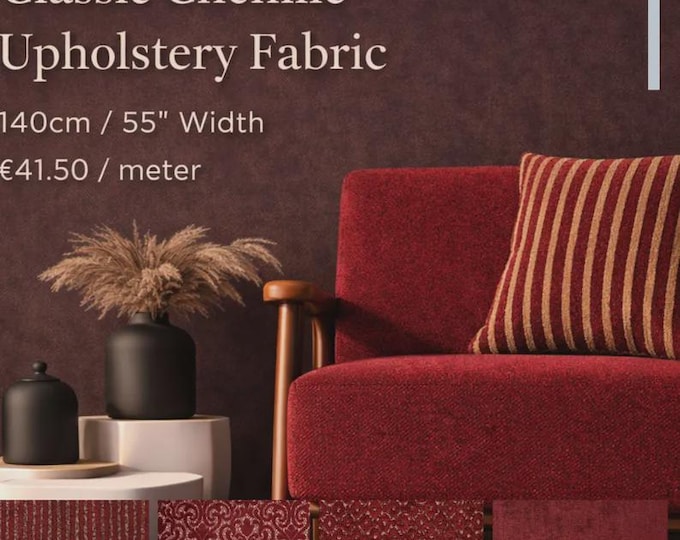 Velvet Red Classic Chenille Upholstery Fabric|140 cm - 55 inches width upholstery fabric