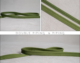 Oil Green Double Piping Cord or Piping |10mm-0.39" double gimp piping or 5mm - 0.19" Flanged Piping|Double Upholstery Gimp Trim