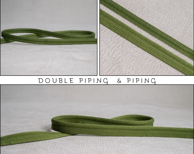 Oil Green Double Piping Cord or Piping |10mm-0.39" double gimp piping or 5mm - 0.19" Flanged Piping|Double Upholstery Gimp Trim