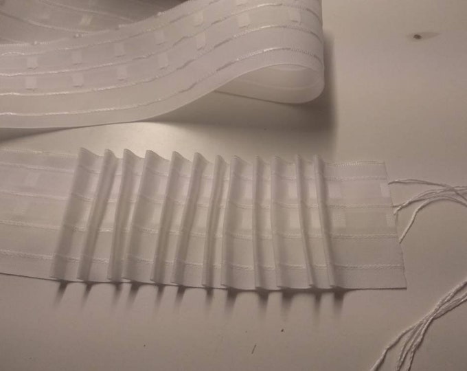 White Continuous Pleated Curtains Tape|8cm wide multi slot back| Pencil pleat curtains tape sewing craft product|shirring tape pinch pleat