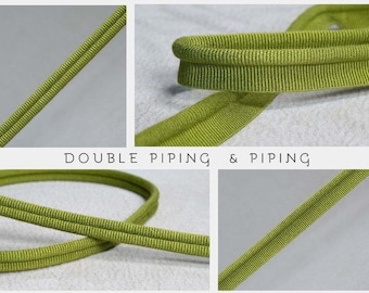 Green Double Piping Cord or Piping |10mm-0.39" double gimp piping or 5mm - 0.19" Flanged Piping|Double Upholstery Gimp Trim