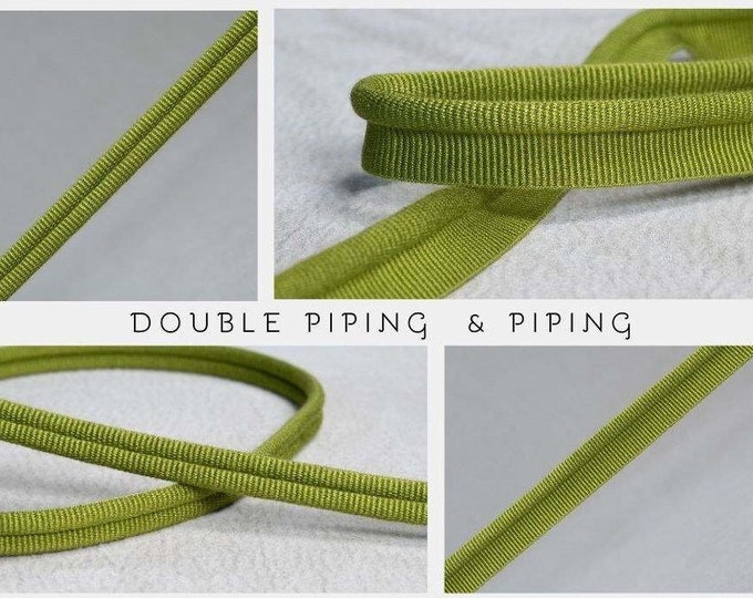 Green Double Piping Cord or Piping |10mm-0.39" double gimp piping or 5mm - 0.19" Flanged Piping|Double Upholstery Gimp Trim