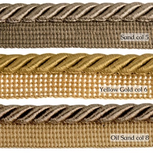 65 Colors Twisted Cord10mm or 6mm Rayon Flanged Piping Cord Upholstery Piping Cord by the meter image 5