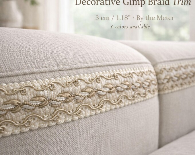 Upholstery Gimp Braid Trim 3cm (1.18") | Upholstery Decorative Trim by the Meter | Sofa & Curtain Edge Trim | Luxury Braid Trim 6 Colors