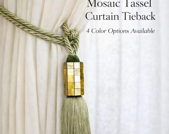 Luxury Mosaic Tassel Curtain Tieback | Designer Drapery Holdback | Statement Decorative Tassel | 5 Colors Available