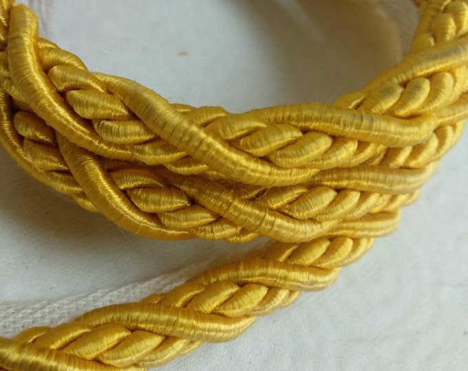10mm-0.39" IND Rayon Flanged Piping Cord | Yellow Upholstery Trim by the meter (39"/1.09yards)
