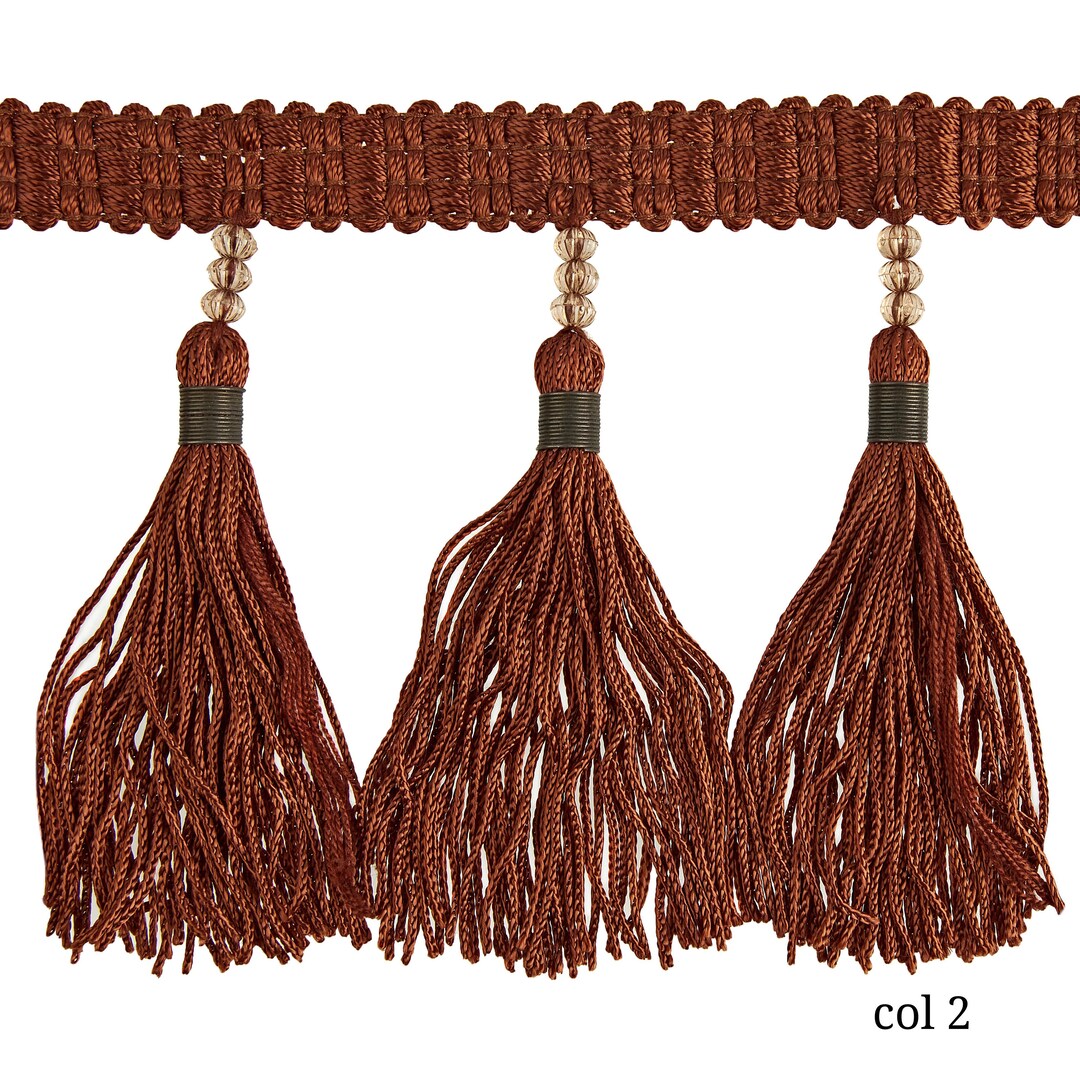 Brown Tassel Fringe Trim With Beads and Wire11 Cm 4 Inches Height