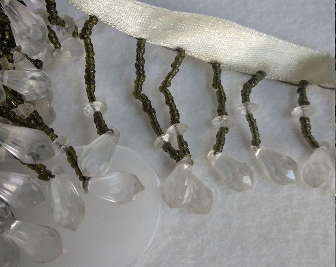 Green/light green beads fringe trimmings/6 cm long beads fringe trims decoration embellishments