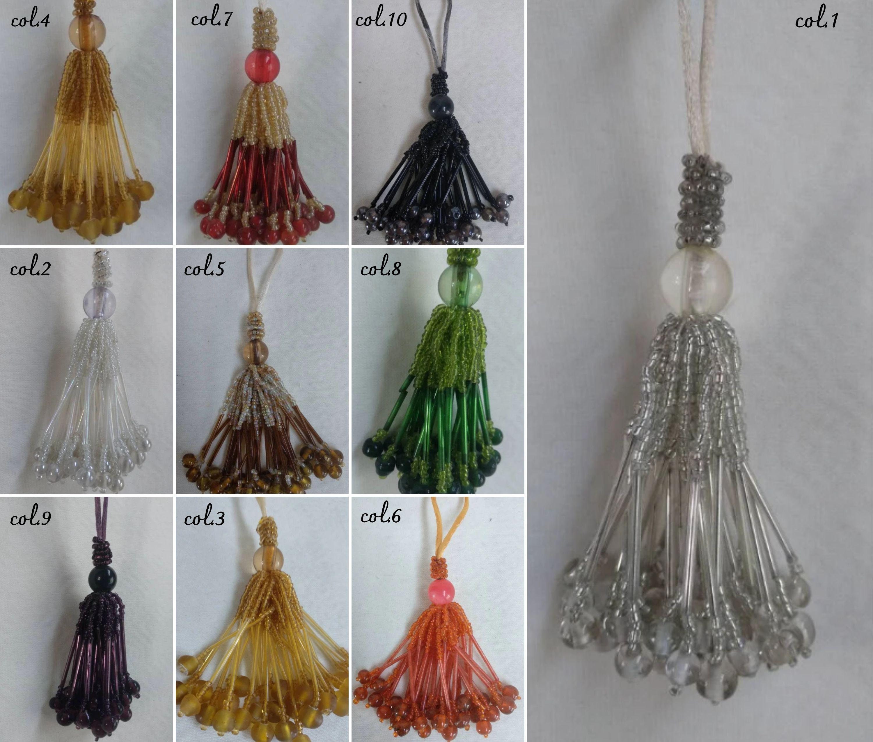 Collana Bohémien Fatta A Mano Con Perline Multicolore E Nappe - Cordone 80 Cm, Ciondolo 7,6 Cm