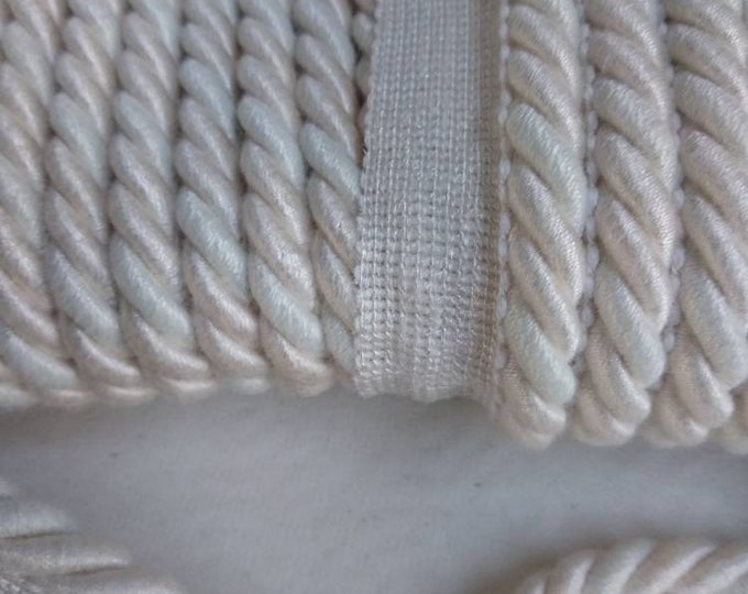 8mm - 0.32" Ivory Cotton Flanged Piping Cord | Upholstery Cord Sold by the meter (39"/1.09yards)