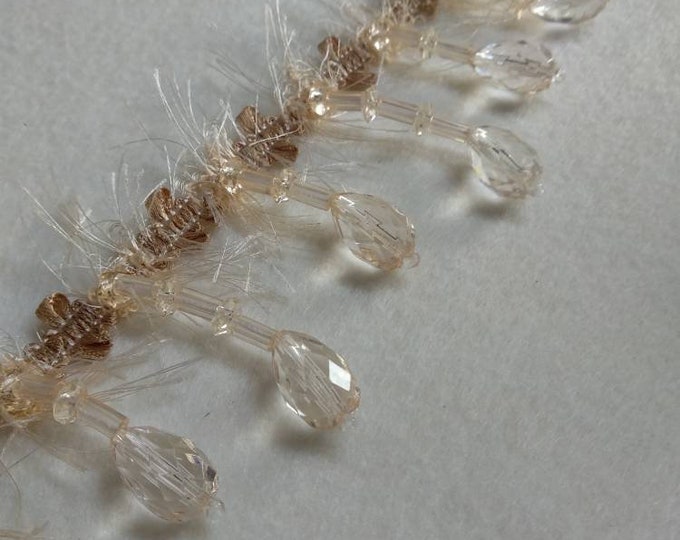 Ivory beige beads fringe trims/6 cm - 2.36 inches height tassel beaded fringe trim