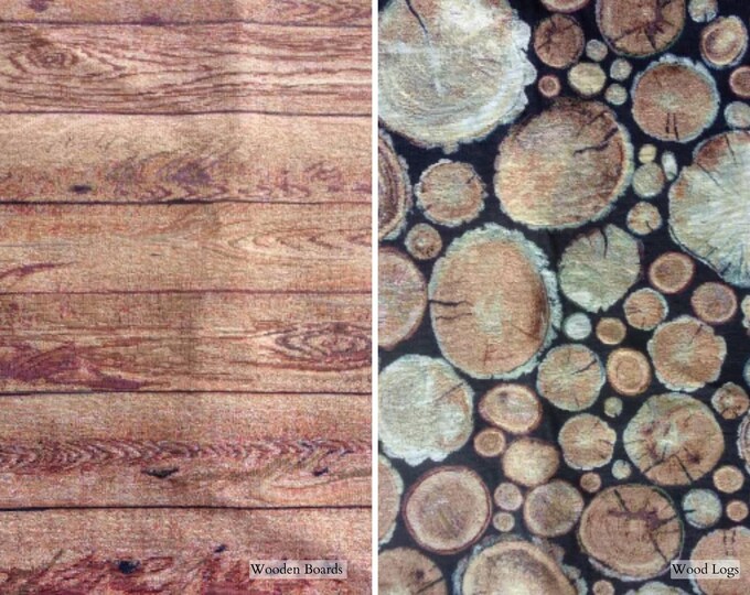 Vintage Wood Theme Upholstery Fabrics | Double Width 280cm - 110" Rustic Upholstery Fabric | Log Design Decoration | Sold By meter