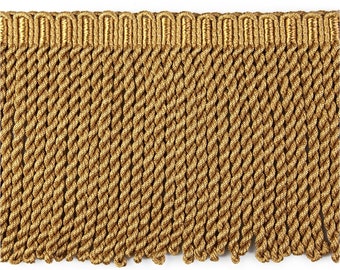 10cm - 3.93 inches  Rayon Bullion Fringe Trim | Yellow Gold Bullion Fringe Trim | Sold by the meter